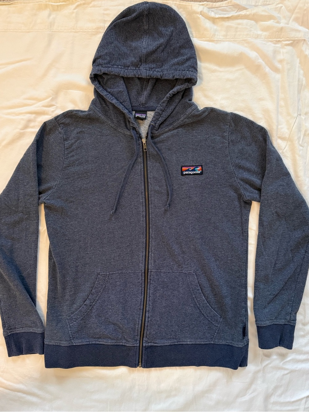 Patagonia Women’s XL Zip-Up Hoodie Blue Organic Cotton Worn Wear